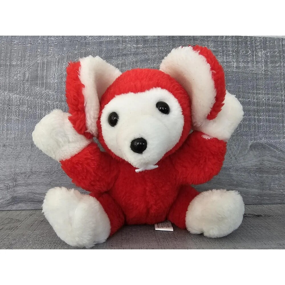 VTG Red White Christmas Mouse Plush Madison Marketing Stuffed Animal Toy Holiday